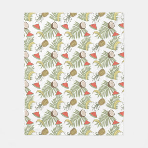 Tropical Fruit Sketch Pattern Fleece Blanket