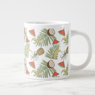 Tropical Fruit Sketch Pattern Large Coffee Mug