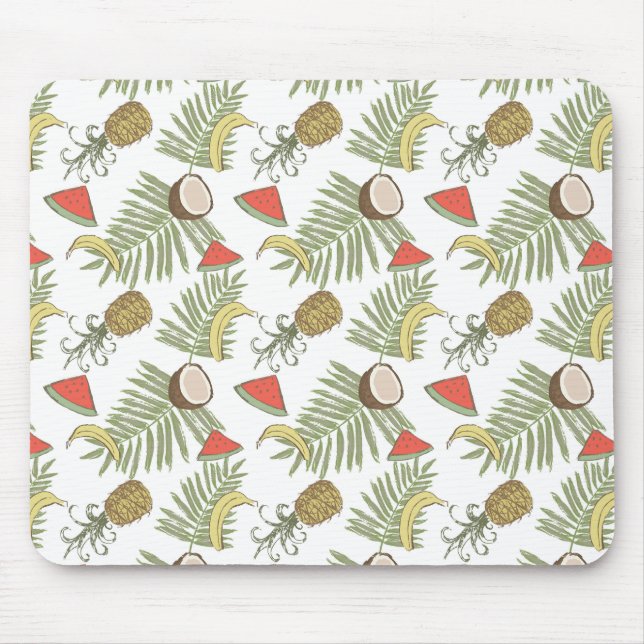 Tropical Fruit Sketch Pattern Mouse Pad (Front)