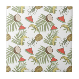 Tropical Fruit Sketch Pattern Tile