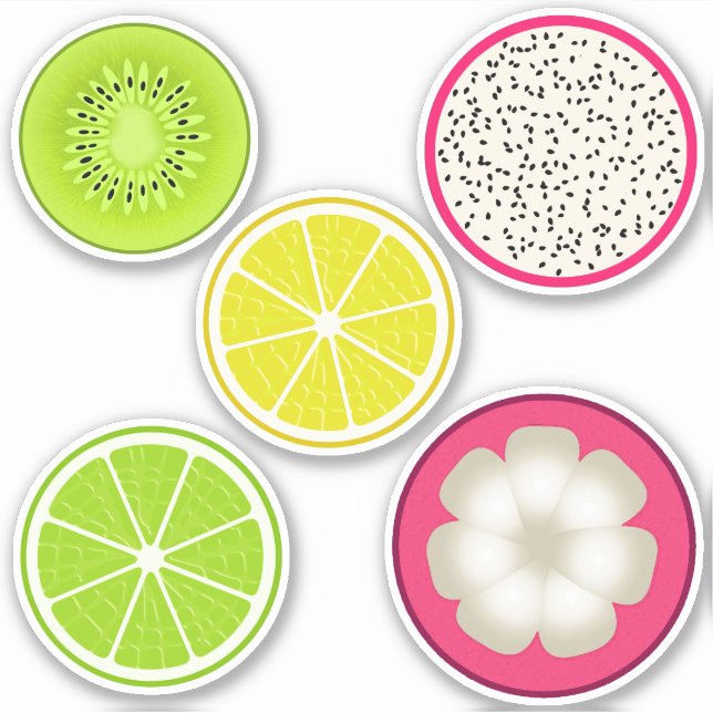 Tropical Fruit Slices, Citrus, Dragonfruit, Kiwi (Front)