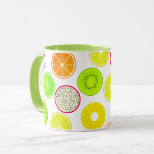 Tropical Fruit Slices, Citrus, Kiwi & Dragonfruit Mug