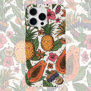 Tropical Fruit Squad   Cute Retro Pineapple Papaya iPhone 16 Pro Max Case