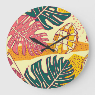 Tropical Fruit: Vibrant Pattern Design Large Clock