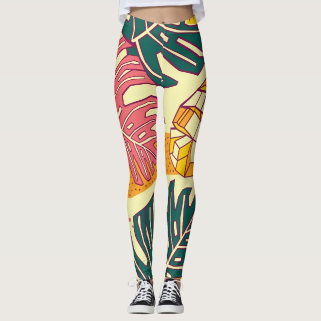 Tropical Fruit: Vibrant Pattern Design Leggings (Front)