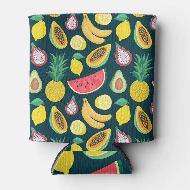 Tropical Fruit Vintage Pattern Bliss Can Cooler (Front)