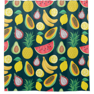 Tropical Fruit Vintage Pattern Bliss Shower Curtain