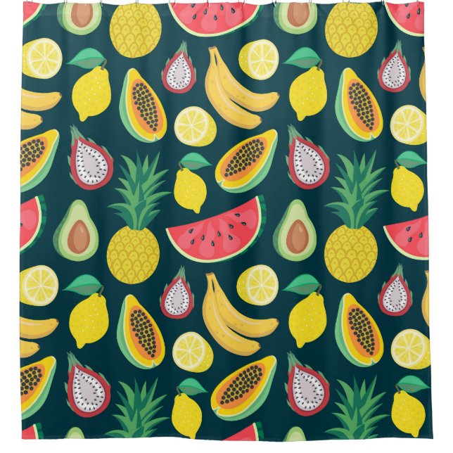 Tropical Fruit Vintage Pattern Bliss Shower Curtain (Front)