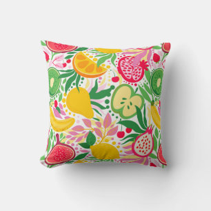 Tropical Fruit Watercolor Summer Pattern Cushion