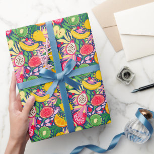 Tropical Fruit Watercolor Summer Pattern Wrapping Paper