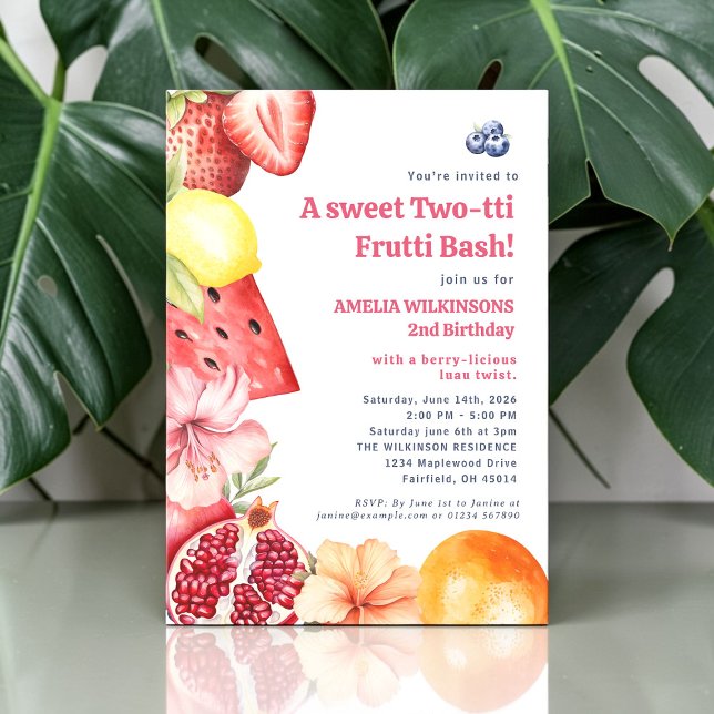 Tropical Fruit Watercolor Two-tti Party Invitation (Creator Uploaded)