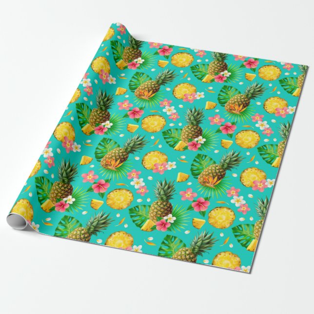 Tropical fruit wrapping paper (Unrolled)