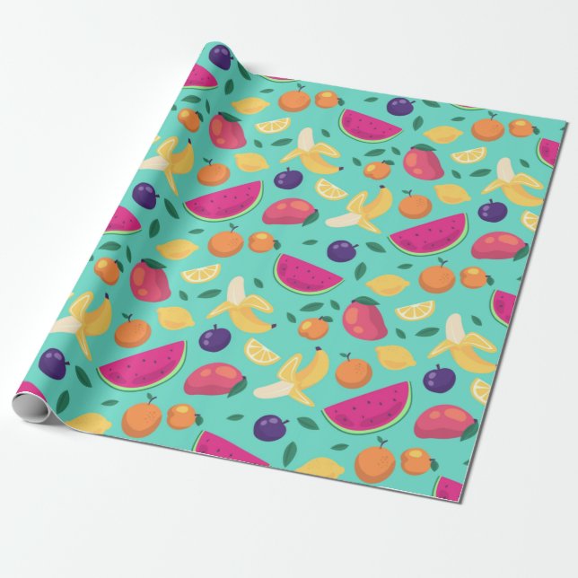 Tropical Fruit Wrapping Paper (Unrolled)
