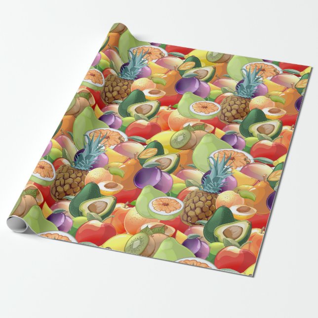 Tropical Fruit Wrapping Paper (Unrolled)