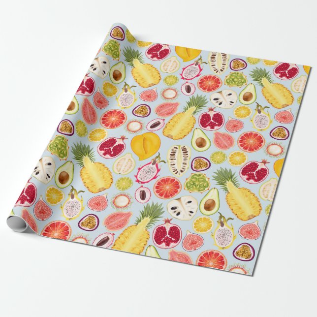 Tropical fruit wrapping paper (Unrolled)