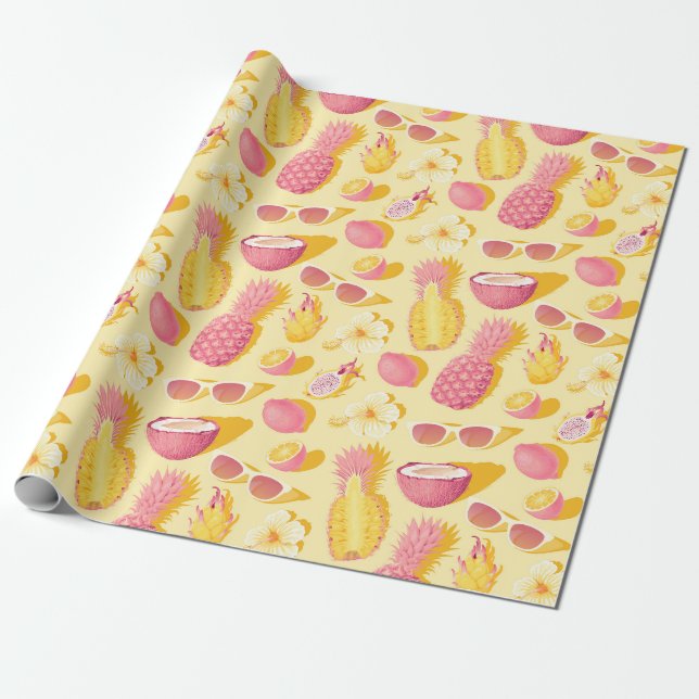Tropical fruit wrapping paper (Unrolled)