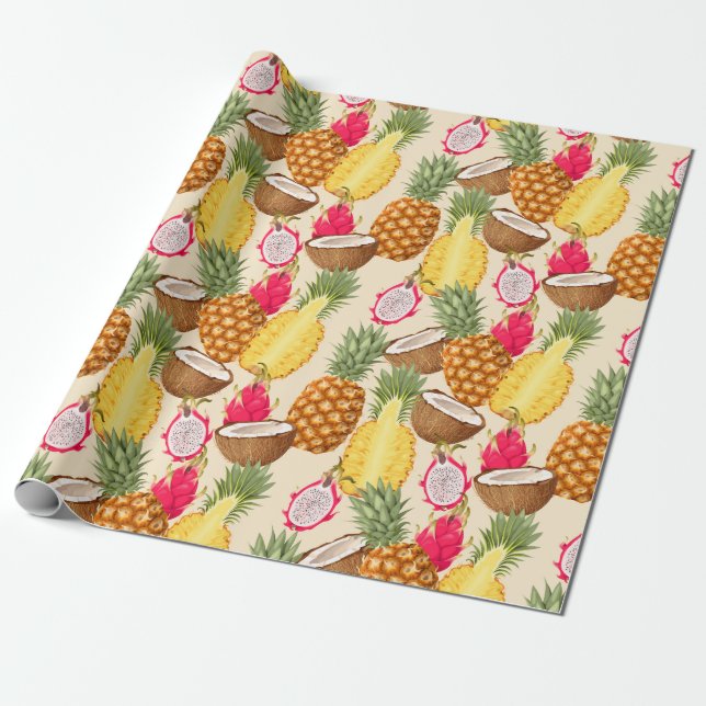 Tropical fruit wrapping paper (Unrolled)