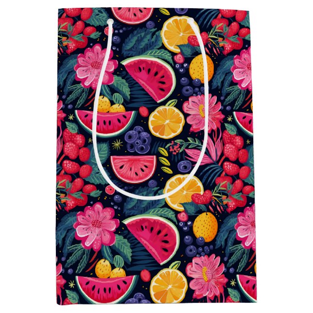 Tropical Fruits and Flowers Medium Gift Bag (Front)