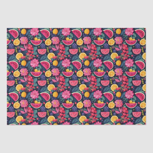 Tropical Fruits and Flowers Tissue Paper (Front)