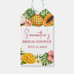 Tropical Fruits Coconut Hawaiian Bridal Shower Gift Tags
