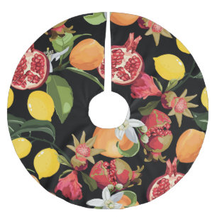 Tropical Fruits: Exotic Seamless Background Brushed Polyester Tree Skirt