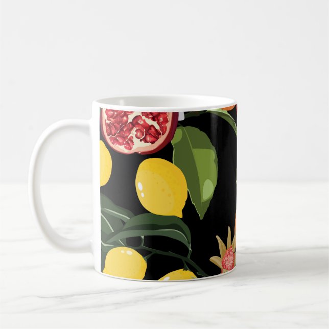 Tropical Fruits: Exotic Seamless Background Coffee Mug (Left)