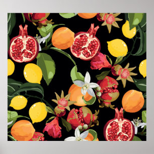 Tropical Fruits: Exotic Seamless Background Poster
