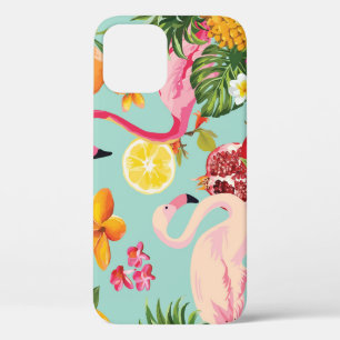 Tropical Fruits Flamingo Vintage Pattern iPhone 12 Case