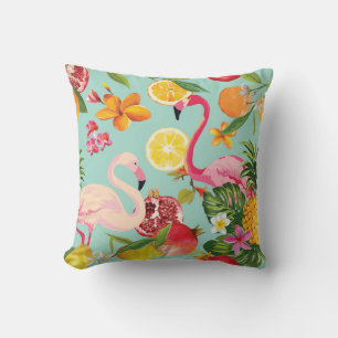 Tropical Fruits Flamingo Vintage Pattern Cushion