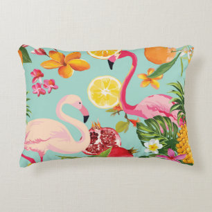 Tropical Fruits Flamingo Vintage Pattern Decorative Cushion