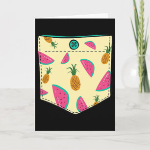 Tropical Fruits In Pocket Kawaii Hawaiian Vacation Card