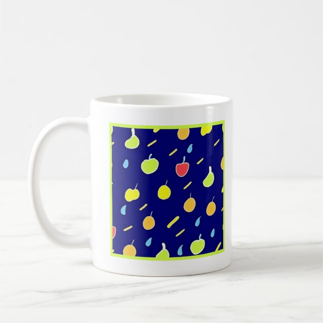Tropical Fruits Neon Colours Pattern Coffee Mug (Left)
