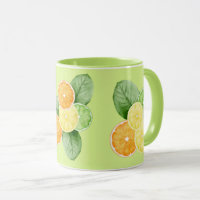 Tropical Fruits - Oranges, Lemons, Limes on Green
