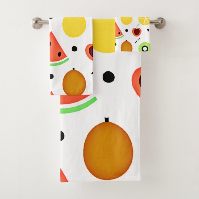 Tropical Fruits Pattern Design Bath Towel Set (Insitu)