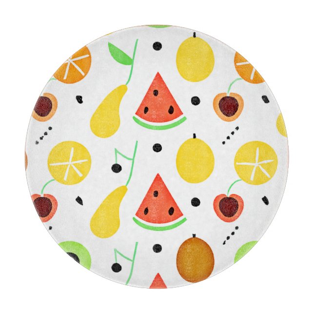 Tropical Fruits Pattern Design Cutting Board (Front)
