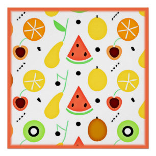 Tropical Fruits Pattern Design Poster