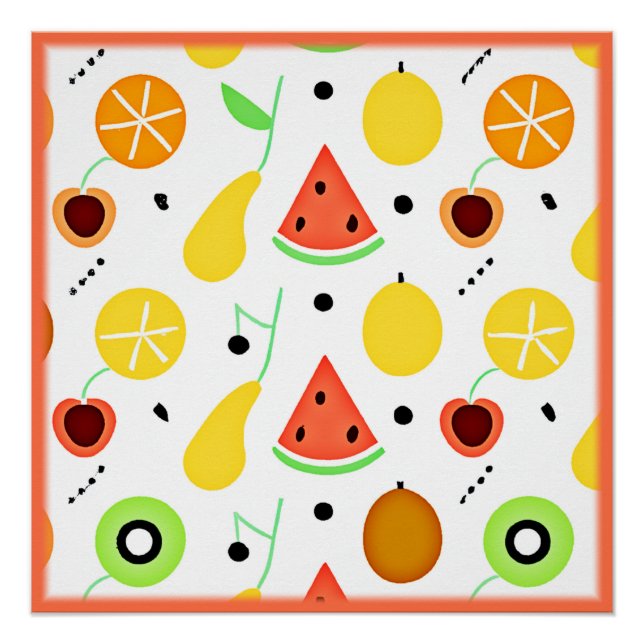 Tropical Fruits Pattern Design Poster (Front)