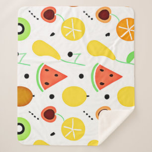 Tropical Fruits Pattern Design Sherpa Blanket