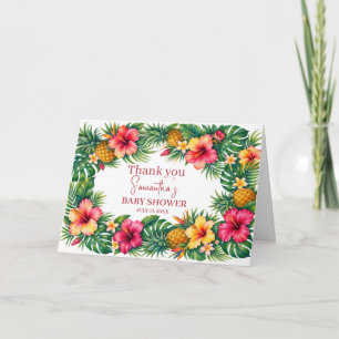 Tropical Fruits Pineapple Hawaiian Baby Shower Thank You Card