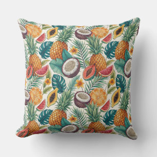 Tropical Fruits - Pineapples & Melon Summer Design Cushion