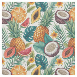 Tropical Fruits - Pineapples & Melon Summer Design Fabric