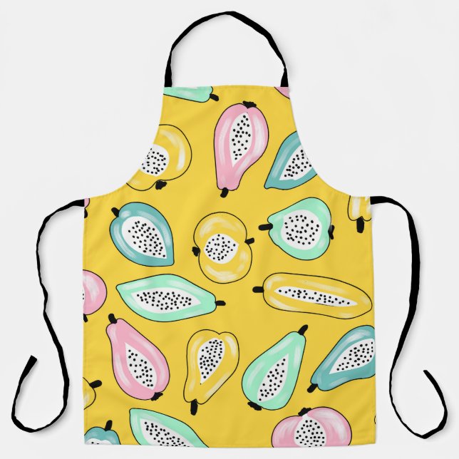 Tropical fruits print pattern illustration apron (Front)