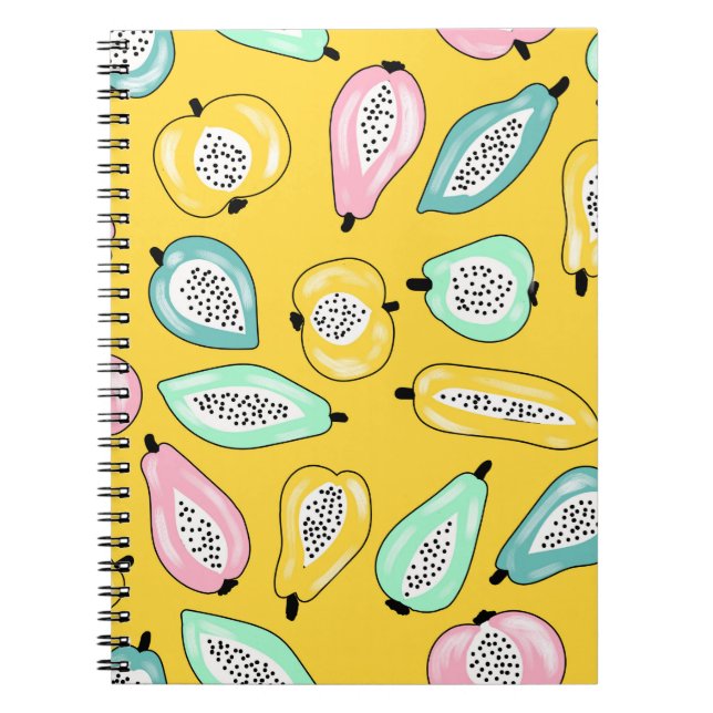 Tropical fruits print pattern illustration notebook (Front)