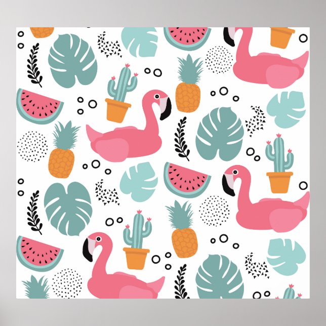 Tropical fruits: repeating pattern. poster (Front)