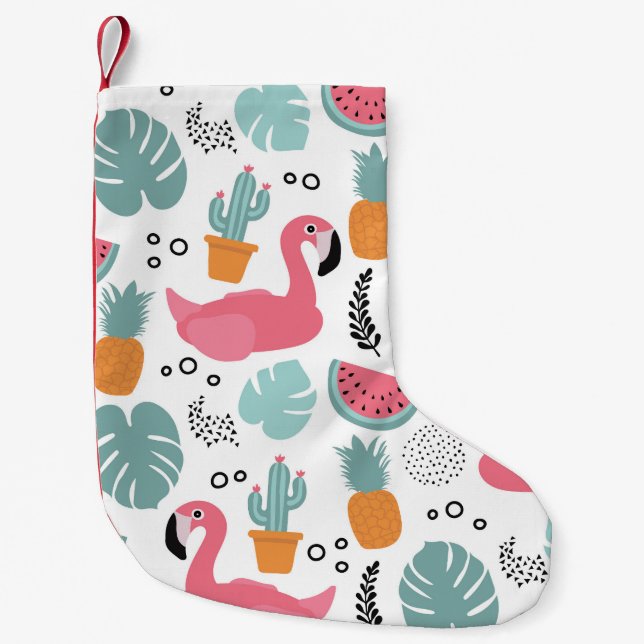 Tropical fruits: repeating pattern. small christmas stocking (Front)
