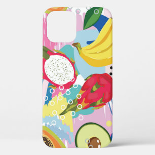 Tropical Fruits, Seamless Vintage Pattern. iPhone 12 Case