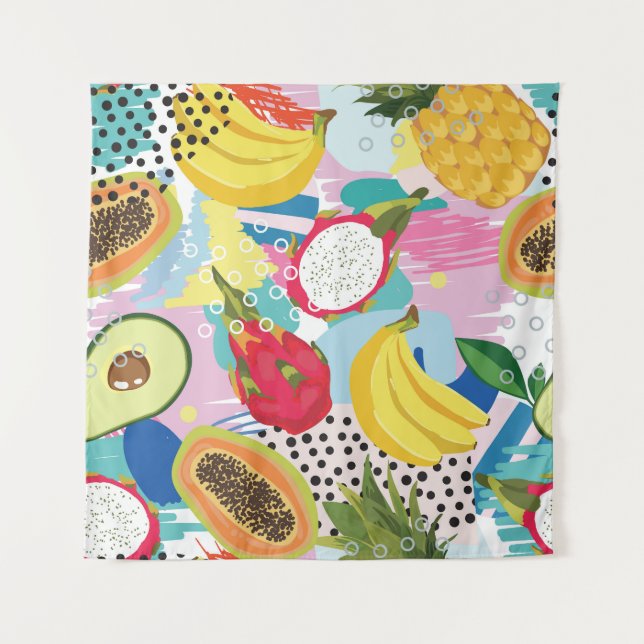 Tropical Fruits, Seamless Vintage Pattern. Tapestry (Front)