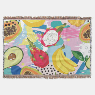 Tropical Fruits, Seamless Vintage Pattern. Throw Blanket