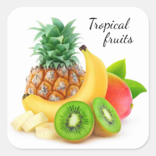 Tropical fruits square sticker