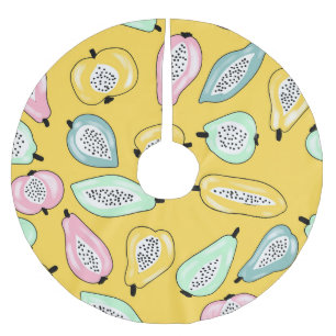 Tropical Fruits: Vibrant Print Pattern Brushed Polyester Tree Skirt